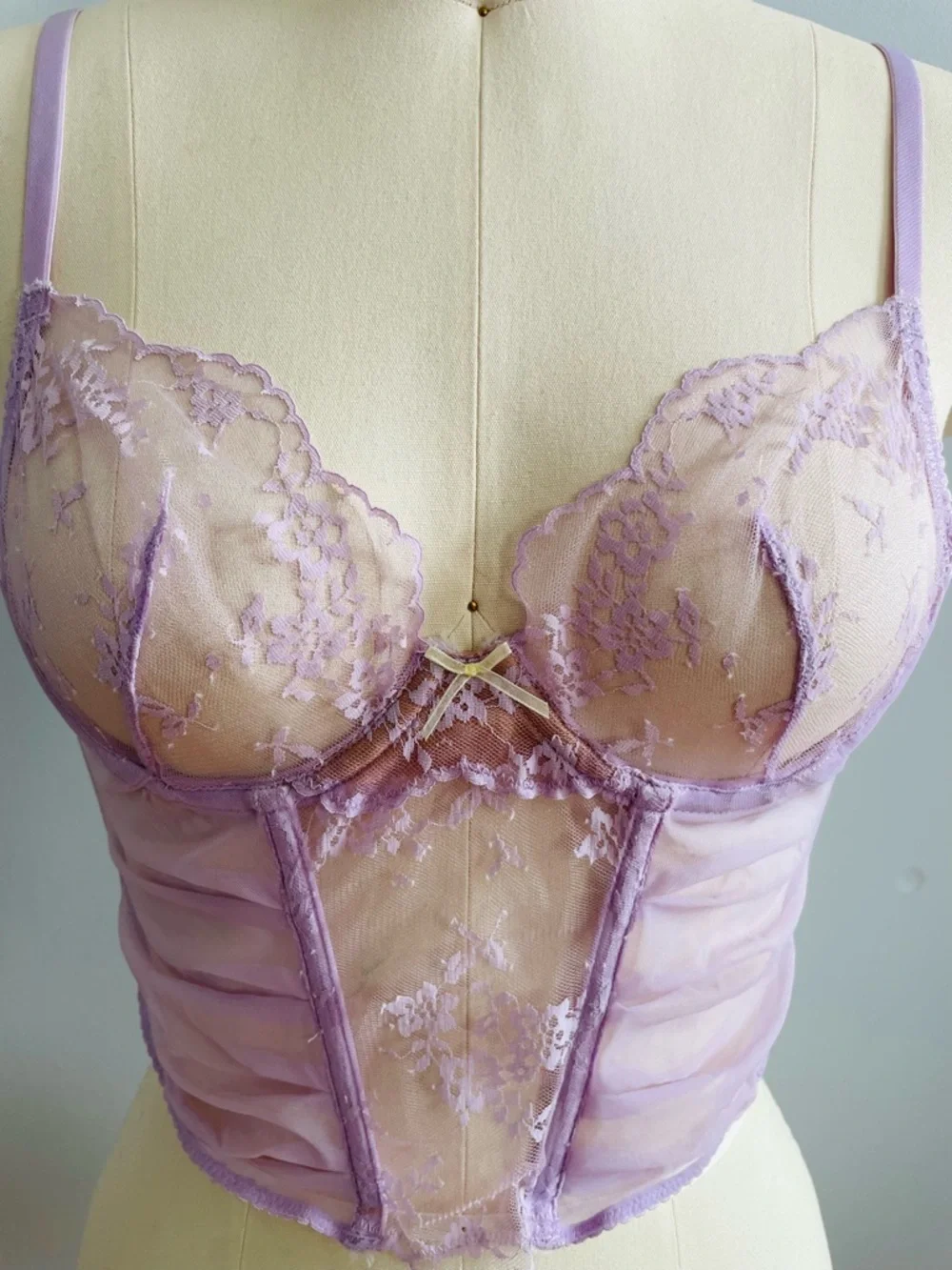 Adore Me Avara Lace Bustier Corset Sheer Camisole- Lavender- Size 36A- NWT